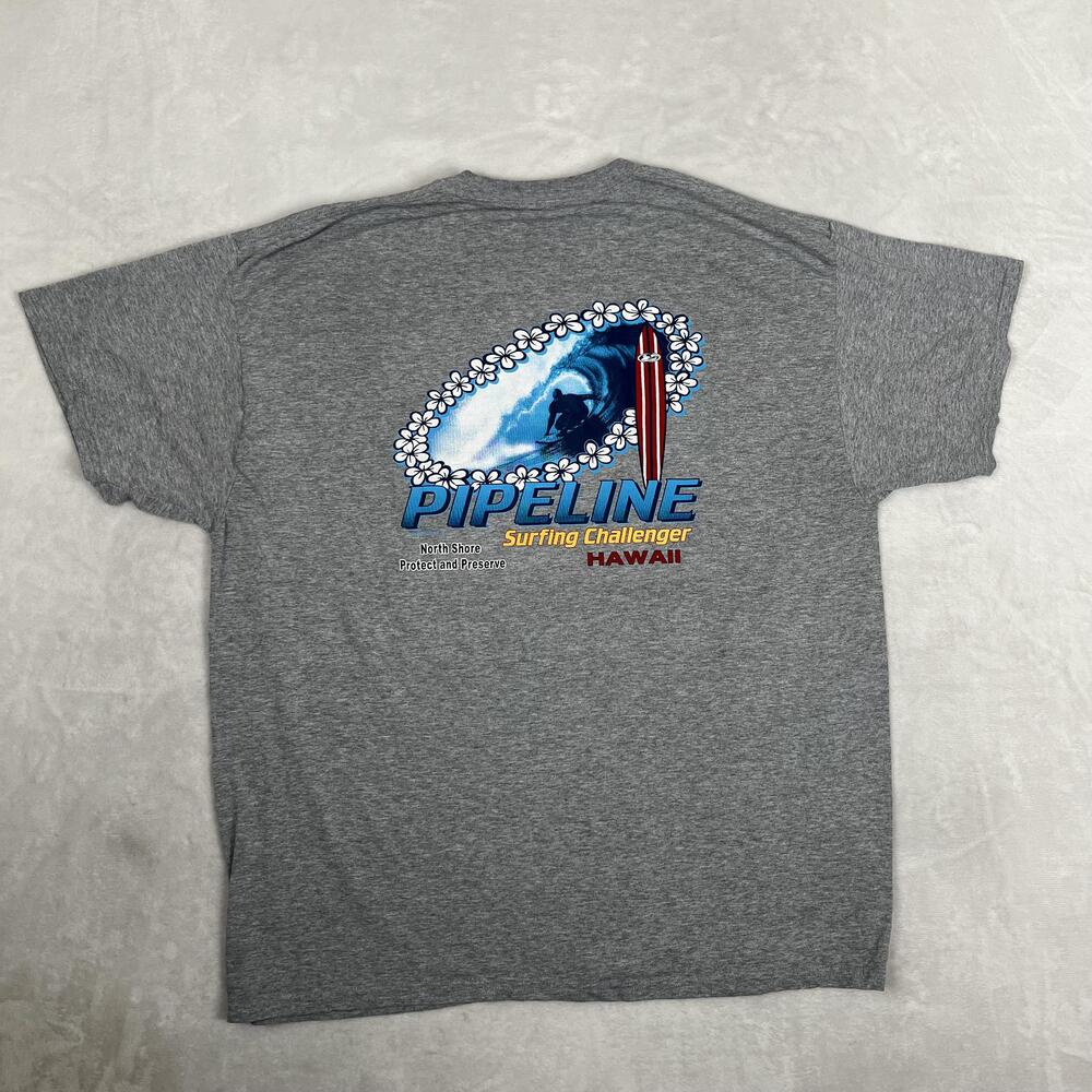 Pipeline Surfing Challenger T-Shirt Mens 2XL Gray Hawaii North Shore Graphic Tee